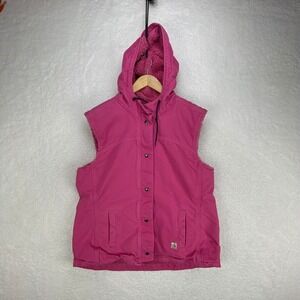 Carhartt Sandstone Hooded Vest Sherpa Lined Womens Large 100061 677 Tulip Pink‎